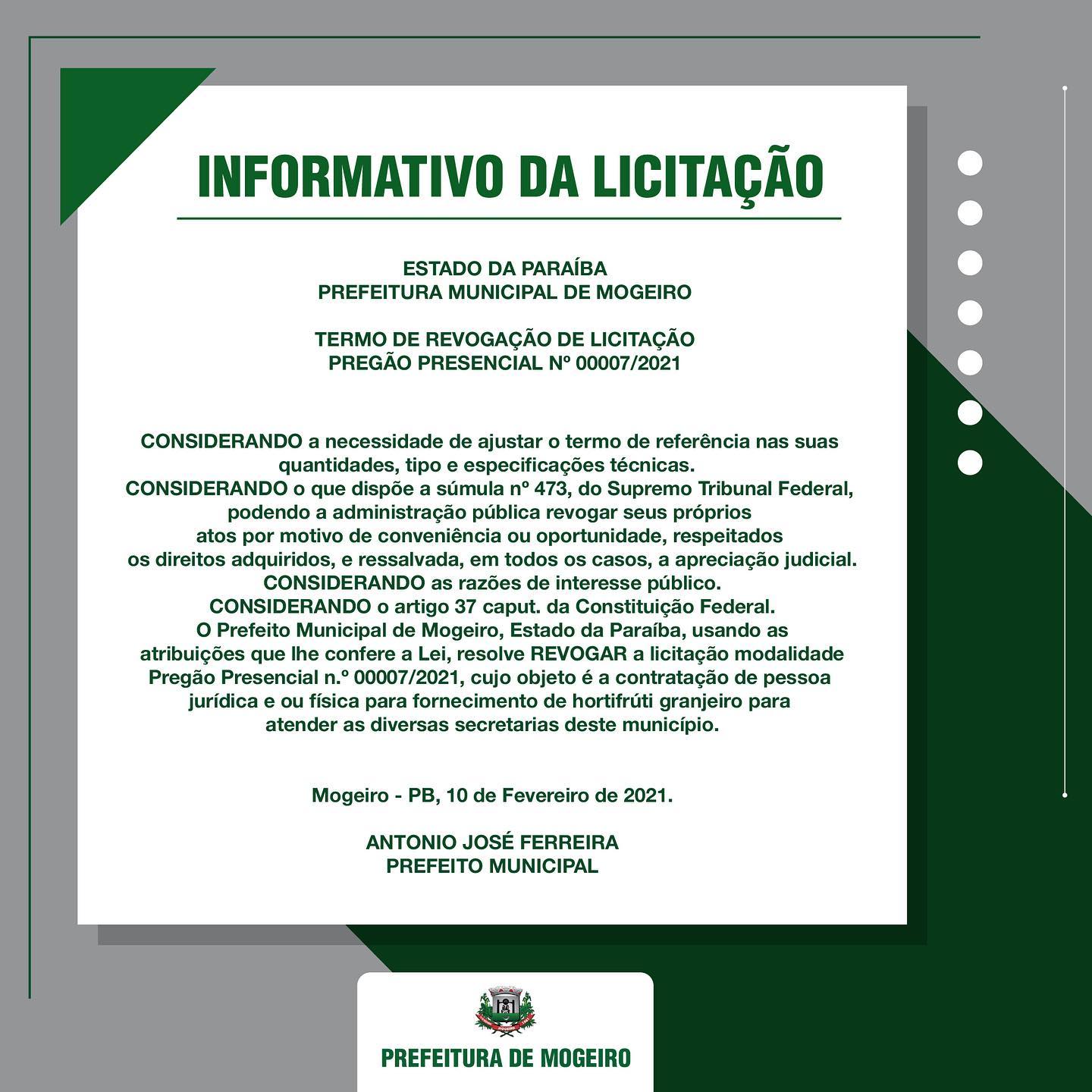 Informativo da Licitação