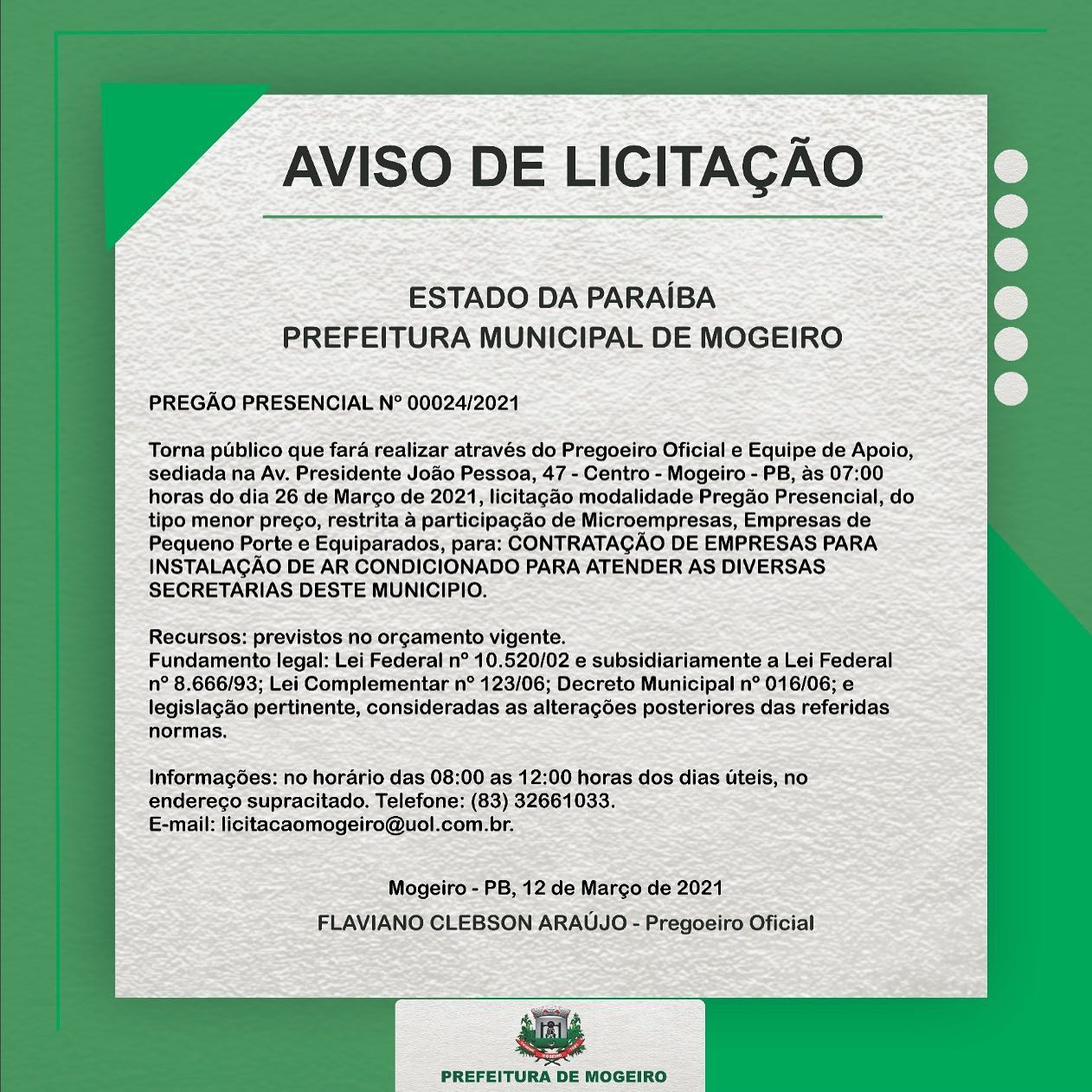 Aviso de Licitação