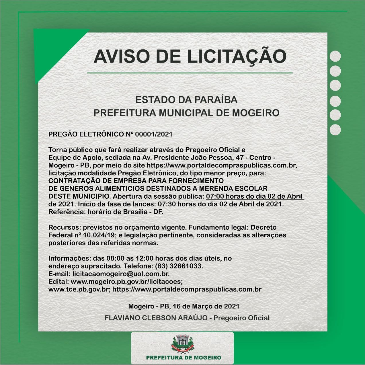 Aviso de Licitação